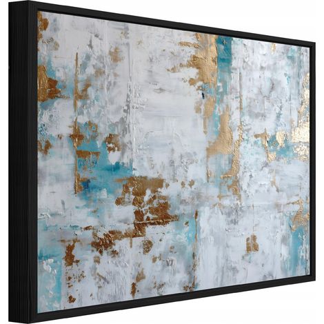 cadre noir Peinture sur toile abstraite béton salon chambre 120x80 (1/3)