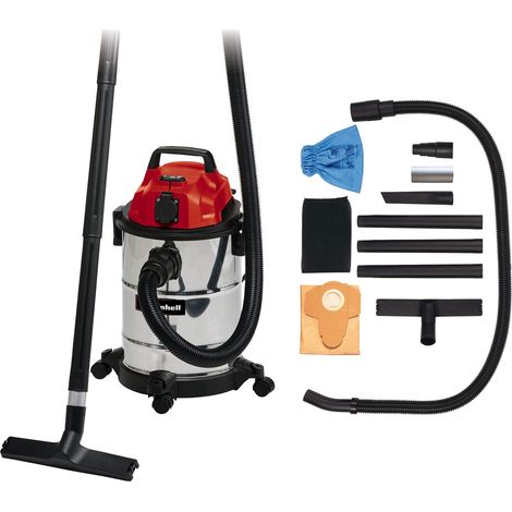 Einhell 2342425 TC-VC 1820 SA Aspiratore Solidi e Liquidi 1250 W 20 L 180 mbar Serbatoio Acciaio Inossidabile Presa Automatica 2200 W