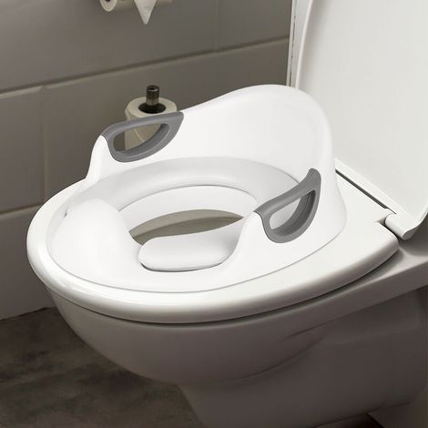Bébé Réducteur de Toilette, Rehausseur WC Enfant blanc, Siège de Toilette Avec Coussin Poignée Dossier, Conception Antidérapants ergonomique (1/5)