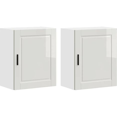 Lote de 2 armarios de pared de cocina de diseño moderno 50 x 31 x 60 cm con gran espacio de almacenamiento de madera noble brillante blanco 020050347 (1/5)