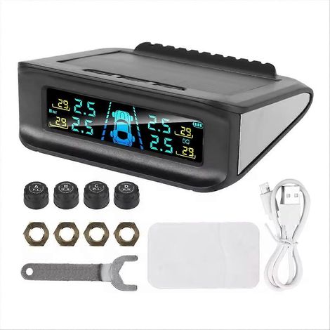 Système d'alarme de pression des pneus TPMS intelligent sans fil à énergie solaire pour voiture (1/5)