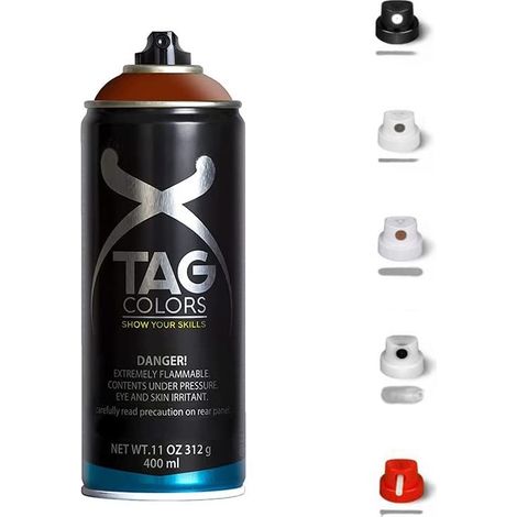 Bombolette Spray graffiti Vernice Acrilica 400ml Varie Tonalità Arancione + 5 testine per tratti precisi e spessi finitura opaca coprente per street a (1/5)