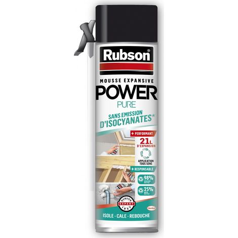Rubson – Mousse polyuréthane expansive 500ml – Excellente adhésion sur béton, bois, métal – Isolation thermique et acoustique – Résistance au vieillissement