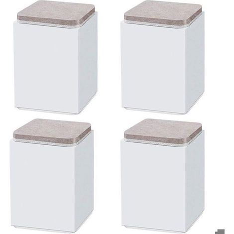 (Blanc 10 cm) 4 pieds de support de meuble, rehausseur autocollant en acier au carbone, carré 6 x 6 cm, pour canapé, lit, meuble TV, (1/3)