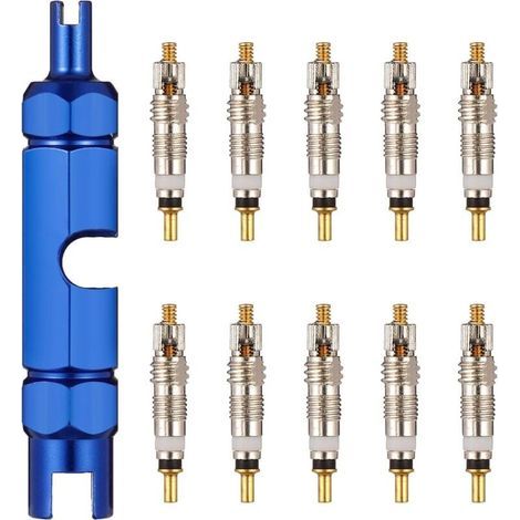 10 Pièces Presta Valve Cores Obus Valve Presta avec 1 Pièce Outil de Demonte Obus Valve Noyau de Valve Français Noyau de Valve D'insertion de Vélo pour la Réparation de Vélos (1/5)