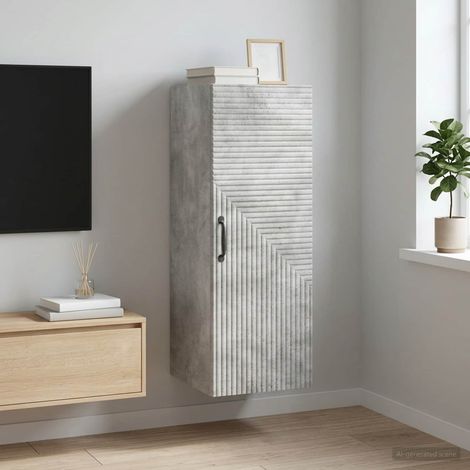 vidaXL Mobiletto a muro Grigio Cemento 33 x 34,5 x 90 cm (1/5)