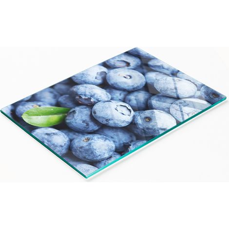 Planche décorative multifonctionnelle de cuisine en verre trempé, motif myrtilles, 80 x 52 cm (1/5)
