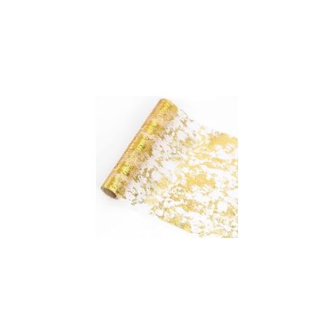 Tovaglia arrotolata in organza e tulle 28CM x 10M (oro) Non-woven gol-Crezuo
