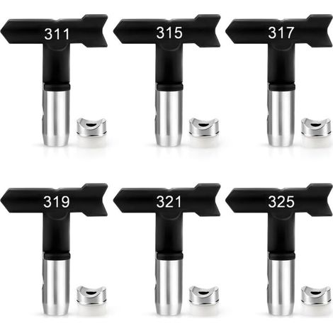 Lot de 6 pièces Buse d'embout pulvérisation de Peinture De Airless Haute Pression réversibles, pour Maisons, Jardins, terrasses (311,315,317, 319,321,325) (1/5)