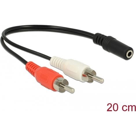Delock Cable de audio 2 x RCA macho a conector estÃ©reo 1 x 3,5 mm de 3 pines 20 cm