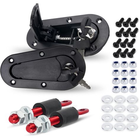 Accessories for vehicle modifications: D1 bonnet lock with or without lock, black (with lock), available individually. (1/4)