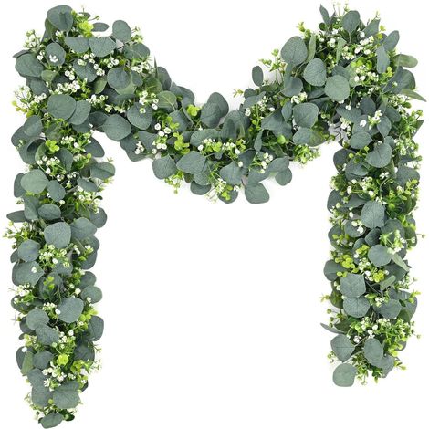 2 Stück künstliche Eukalyptus-Girlanden, hängende Ranken, künstliche Blumengirlande, Hängepflanze für Hintergrund, Hochzeitsdekoration, Bogen, Tisch, Wanddekoration (180 cm)