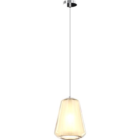Sospensione Contemporanea Double Skin Gamma Metallo Cromo Vetro Ambra 1 Luce E27