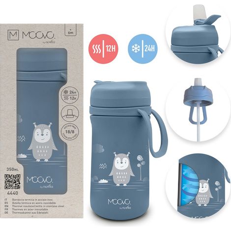 Thermosflasche mit Trinkverschluss für Kinder, Farbe: Puderblau, 350 ml, Nuvita (1/5)