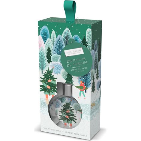 Diffuseur d'Ambiance pour la Maison Diffuseur Parfum Batônnets Sapin de Noël 70 ml Cadeau Décoration et Parfum pour la Maison Flacon en verre Vert (1/4)