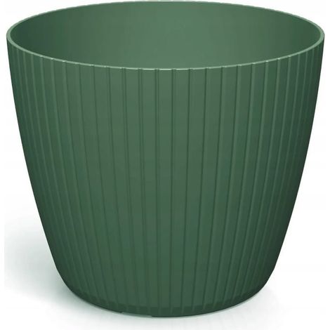 Pot de fleurs en plastique vert 13,8 x 11,5 cm, couvercle côtelé Lamia