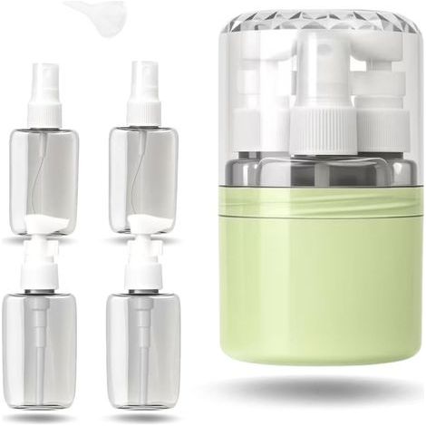 4-in-1 Reisespender, tragbare, nachfüllbare Flaschen für Shampoo, Lotion, Creme und Duschgel, auslaufsicheres Design, geeignet für Reisen und Urlaub (1/5)