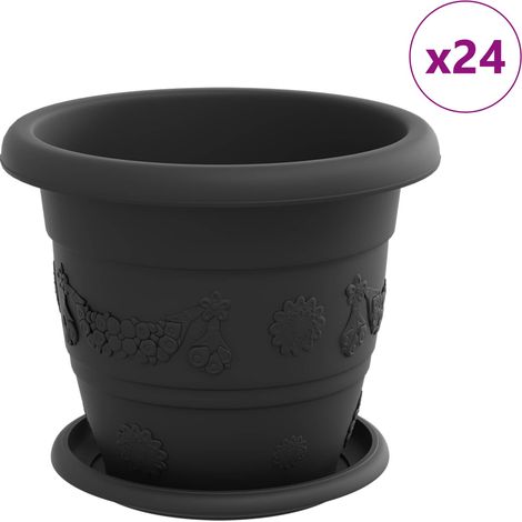 Maison Exclusive - Vasi per Piante 24 pcs Nero Ø 22 x 18 cm Plastica