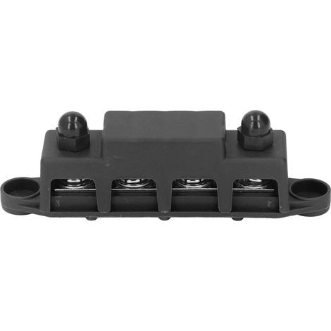 TIKATARER Formteil-Stromschiene, 170 x 33 x 44 mm, 4-polige Stromschiene, M10 Stumps Stromverteilerblock, Messingleiter für Automobile, Wohnmobile, Yachten, 48 VDC, 250 A (Schwarz) (1/5)