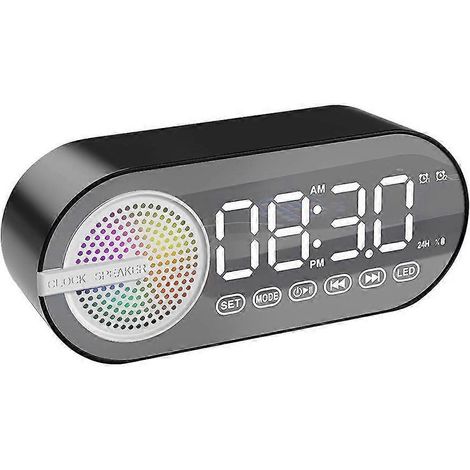 Réveil silencieux sans fil Bluetooth avec horloge numérique LED RGB USB miroir, radio FM et grand écran (1/5)