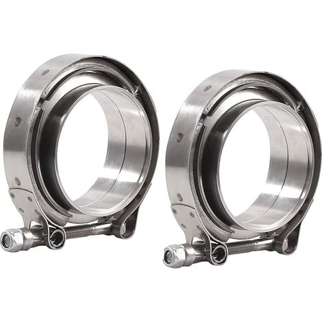 Kit de colliers de serrage en V pour pot d'échappement de voiture - colliers de serrage en V en acier inoxydable - 76 mm - anneaux de soudure pour Turbo V Band - Bride d'échappement - Kit (1/5)