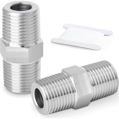 2 pièces de raccords tuyauterie à embout hexagonal en acier inoxydable 304, raccord droit adaptateur pour tuyau mâle BSP 1-1/2" x - 3/8"M(2Pcs) (1/5)
