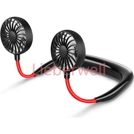 Ventilateur de cou , Portable , USB , 1200 mAh , 3 vitesses , Noir (1/5)