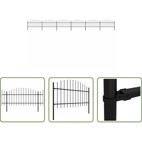 vidaXL Gartenzaun mit Speerspitze - Gartenzaun mit Speerspitze Stahl 1070 x 125 cm Schwarz (1/5)