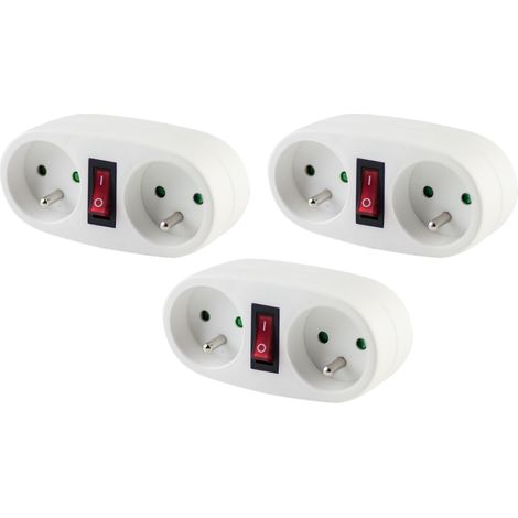 Lot de 3 biplites dominos 2x16A + interrupteur - Chacon (1/5)
