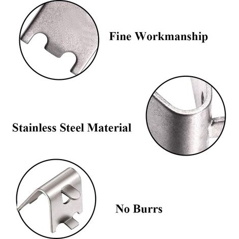 10 pièces en acier inoxydable carré pour réfrigérateur, support de fixation pour réfrigérateur, 1,5 mm d'épaisseur en acier inoxydable 304 durable pour réfrigérateur, congélateur (argent) (1/4)