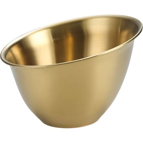 Salad Bowl - Stainless Steel - Oblique Mouth Design - For Soup Sauce Salad Fruit - 16 x 10.5 x 6.5 cm - Golden - 1 Piece (1/5)
