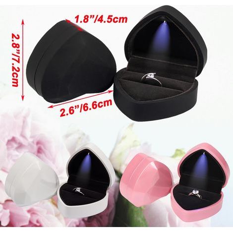 Herzförmige LED-Ringbox, Verlobungsringbox, Schmuckgeschenkbox, Geschenkidee für Heiratsanträge, Hochzeiten, Valentinstag, Jahrestage, Weihnachten, Muttertag, Thanksgiving (bla) (1/5)