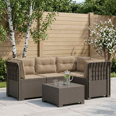 vidaXL Sofá de Jardín para 4 Personas con Cojines Estilo Rattan PP (1/5)