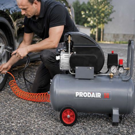 Prodair – Compresseur 50 litres 2CV – Débit d’air 195 l/min – Pression max 8 bars – Kit gonflage pour vélos et pneumatiques