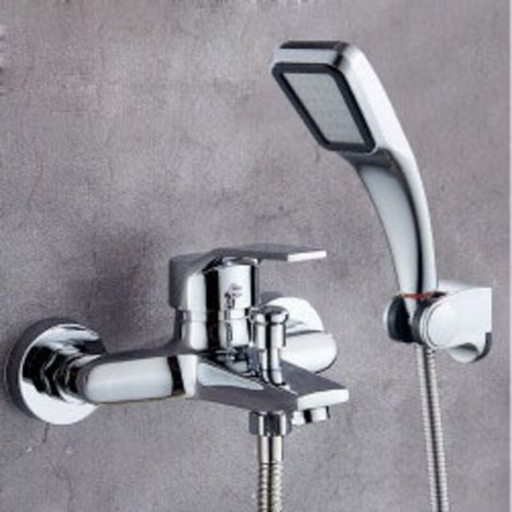 Bathtub faucet with hand shower, Waterfall bathtub faucet, 1 hose, for Bathtub Bathroom Silver (1/5)