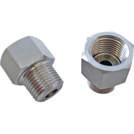 Bague de réduction de tuyau, filetage interne M14x1,5 mm vers filetage externe 1/4" BSPP, pour connexion filetée de manomètre, 1 pièce par paquet. (1/5)