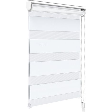 Vounot – Store enrouleur jour-nuit 55x150cm – Installation sans perçage – Tissu 100% polyester – Obscurité réglable – Blanc