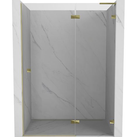 Mexen Lunar L porte doccia battenti destre 130 cm, trasparente, oro - 834L-130-000-50-00-P (1/5)