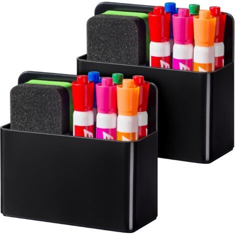 QORVA-Porte-stylo magnétique, noir, 12,5124cm, 2 pièce, porte-stylo magnétique en plastique, effaceur pour tableau blanc, porte-marqueur.