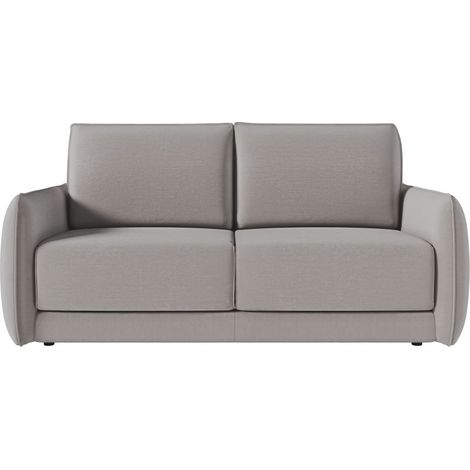 Canapé DARIO convertible  3 places couchage quotidien 140x190cm - matelas 14cm -  tissu gris clair
