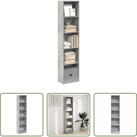 vidaXL Étagère livres - Bibliothèque gris béton 40x24x176 cm bois d'ingénierie (1/5)