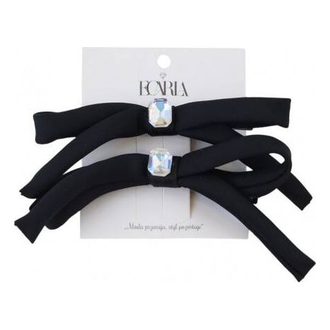 Pinza para el cabello Ecarla, 2 unidades, 10x1cm, lazos con perlas negras SP339 (1/2)
