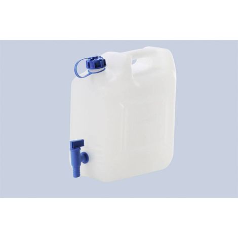 FP – Jerrican d'eau 12 l avec robinet de vidange – Résistant aux températures de -20 à +70 °C – Contact alimentaire – Dimensions 335x310x165 mm