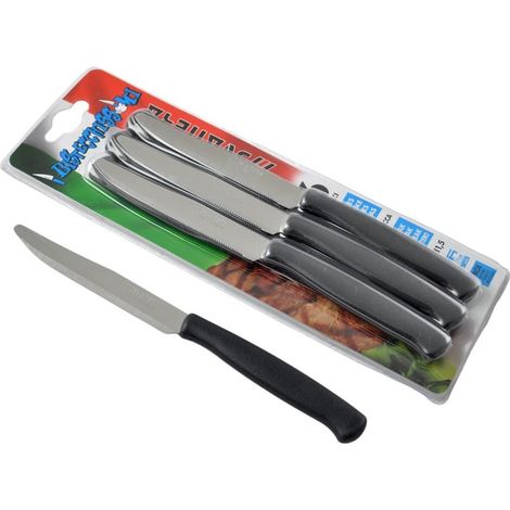 Svanera bistecchissimi, set 6 coltelli tavola nero dentata cm 11,5 acciaio inox