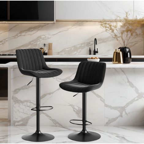 MEUBLIV Set di 2 sgabelli da bar girevoli neri 47x46x109 cm regolabili (1/5)