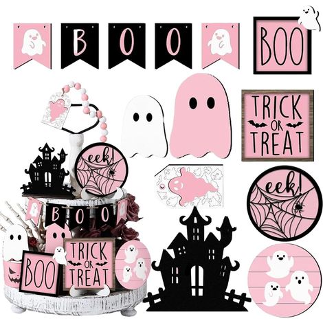 Décoration Halloween pour Étagère à Plateaux 13 Pièces Décorations Panneau Bois Fantômes Mignon pour Maison Cuisine Étagère (1/5)
