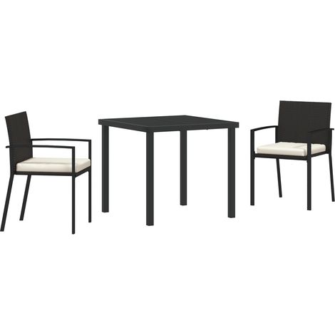 3-teiliges Garten-Dining-Set in Schwarz aus Poly Rattan vidaXL (1/5)