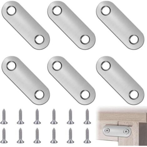 10 Pièces Supports d'Angle Plats, Équerre de Fixation Droit Plats, Équerres Plate en Inox, Pattes d'assemblage avec Vis, Pattes D'assemblage en Métal, avec 20 Vis (1/5)
