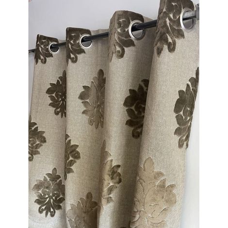 Rideau aspect lin esprit baroque - 140x240cm - Taupe