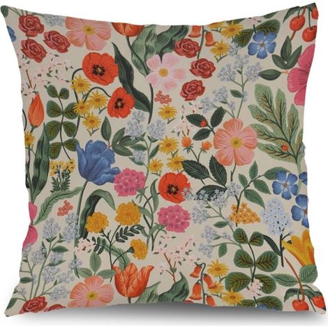Housse de coussin floral coloré,décoration canapé-lit élégant,50×50cm (1/5)